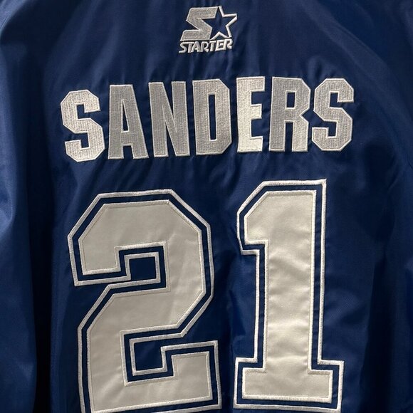 Vintage 90s Deion Sanders STARTER Classic Dallas Cowboys Pullover Jacket - Large - Picture 8 of 9